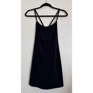 Black OFFLINE by Aerie Open Back Exercise Dress w/ Built-in Shorts S